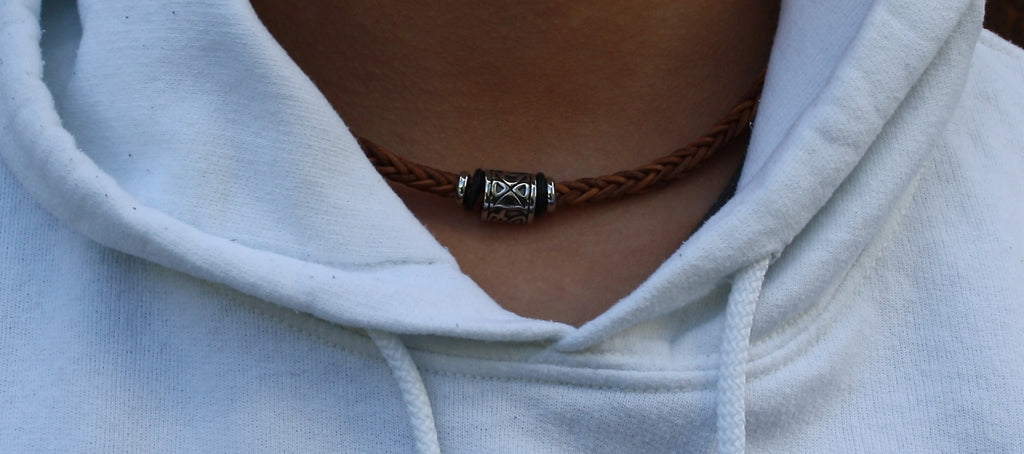 WAVEPIRATE Halskette SHINE aus Edelstahl - Leder - Segeltau