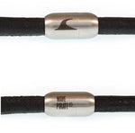 WAVEPIRATE Lederhalskette STEEL R Schwarz mit Edelstahlmagnetverschluss