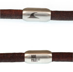 WAVEPIRATE Lederhalskette STEEL R Braun mit Edelstahlmagnetverschluss
