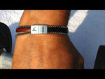 WAVEPIRATE Armband REX Schwarz Leder und Edelstahl mit Edelstahlmagnetverschluss